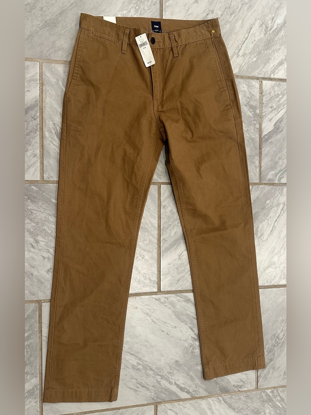 NWT Gap Mens Slim Twill Pants Size 29Wx30L Caramel Khaki 100% Cotton